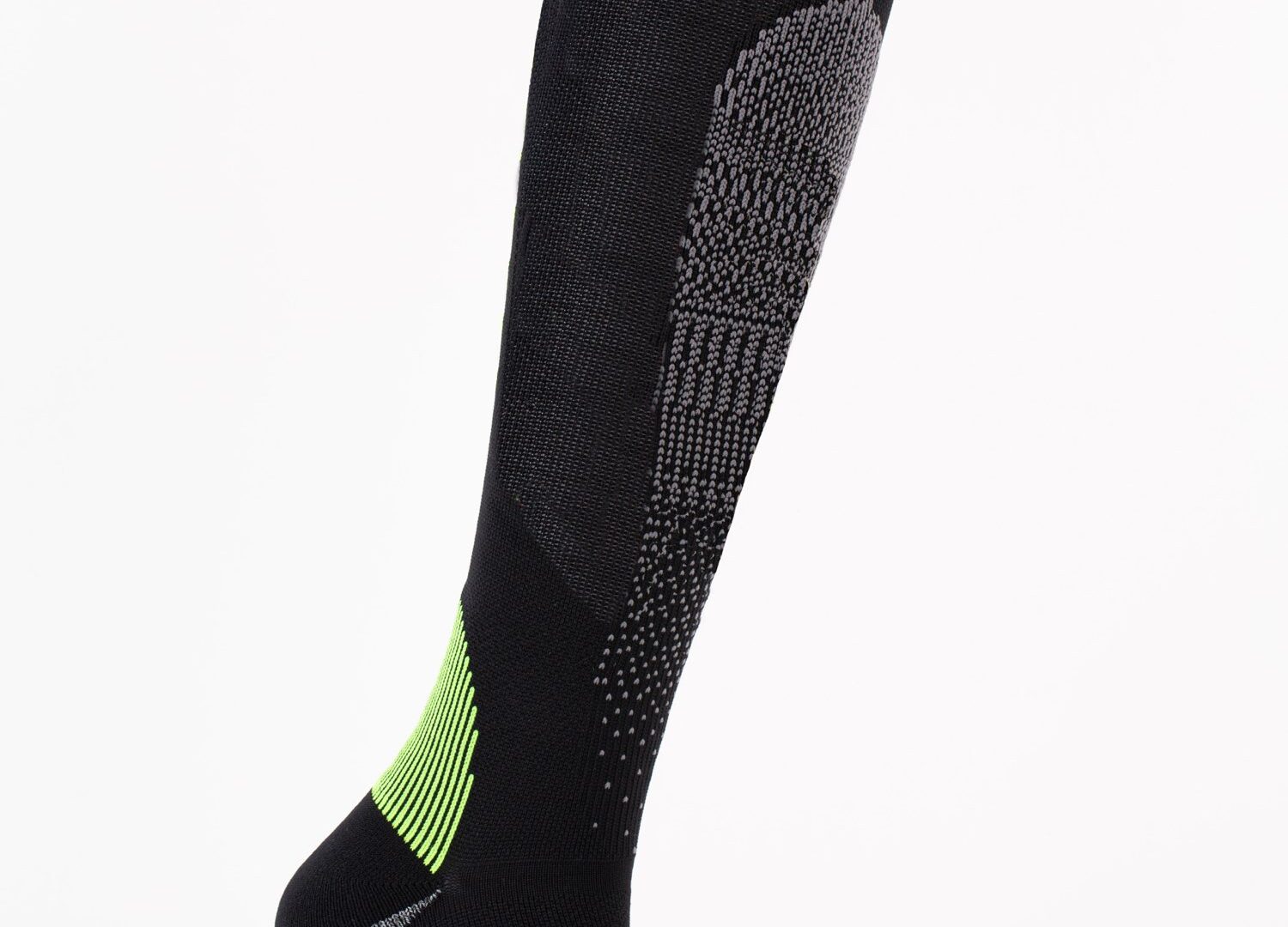 Calza da sci traspirante con dettagli verde fluo