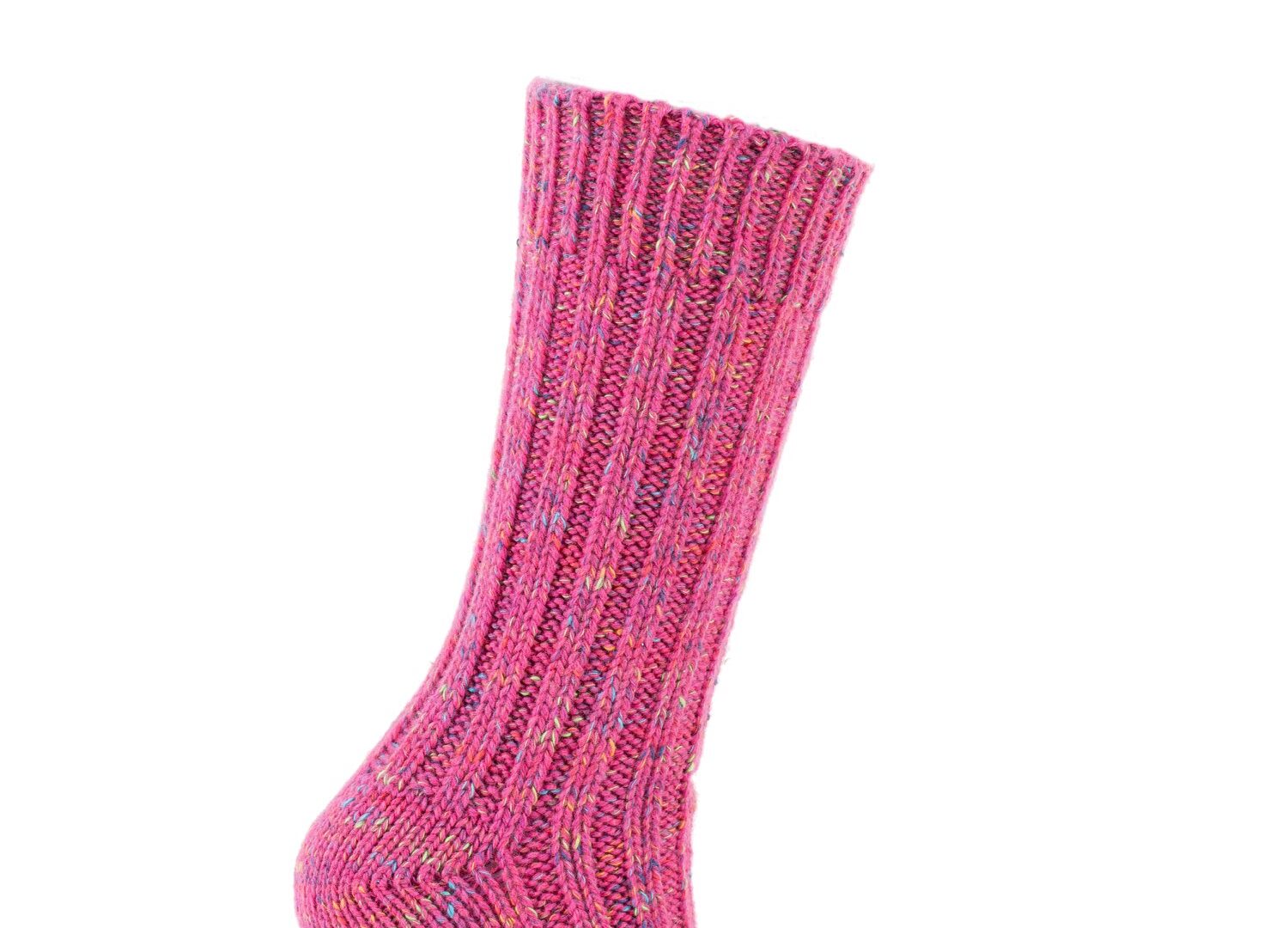 Calza in alta percentuale di lana rosa con effetto multicolor