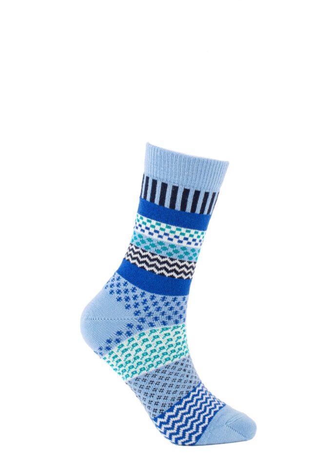 Calza in lana ritorta con disegno jacquard
