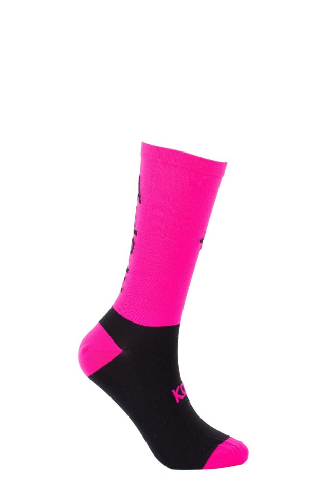 Calze da ciclismo a compressione rosa e nera